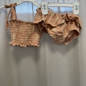 Wild Wawa Ruffled Two-Piece Set in Peach and Beige sea shells